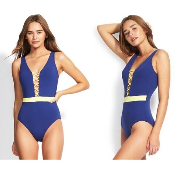 SEAFOLLY AUSTRAILIA Radiance One Piece Bathing Suit‎ Swimsuit Lace Neon Womens 6 - Picture 1 of 13